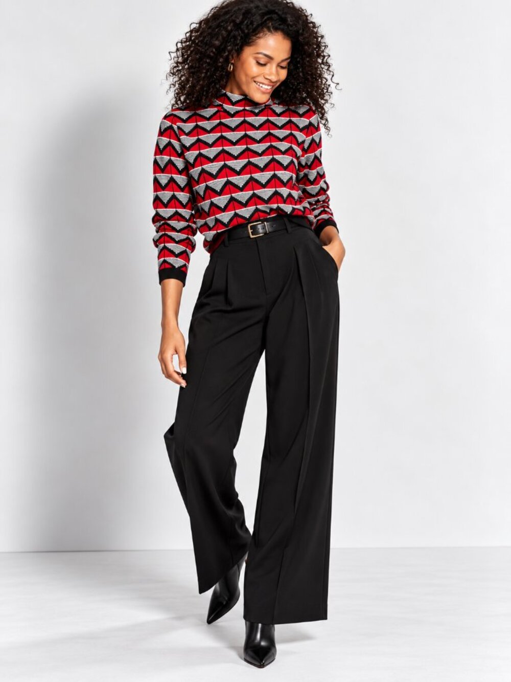 ASOS Black & Red Geo Pattern Sweater